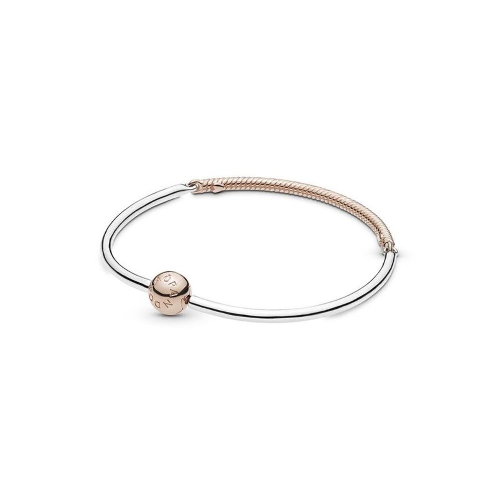 Pandora Moments 14K Rose Gold & Silver Plated Bangle Bracelet